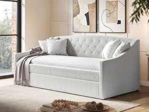 Flair Aurora Daybed with Trundle White Boucle