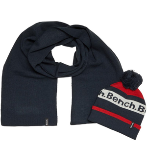 Bench Mens Thermic Knitted Beanie & Scarf Gift Box Set - Navy - One Size / Navy