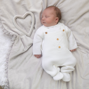White Knitted Dungaree & White Top