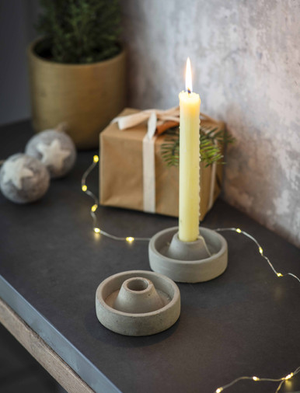 Classic Candle Holders - Cement, Natural, Set of 2