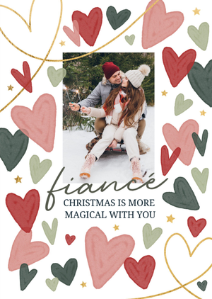 Adoring FiancÃ© Marker Pen Hearts Christmas Greetings Card