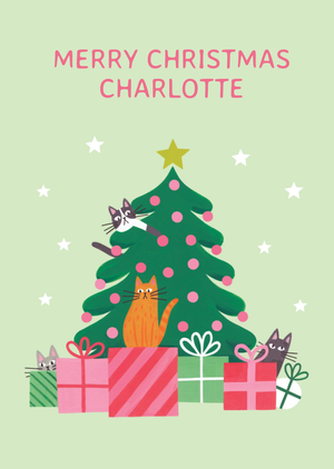 Cats And Presents Christmas Card