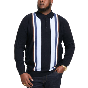 D555 Mens Darley Big Tall Long Sleeve Knitted Polo Shirt - Navy - 3XL / Navy