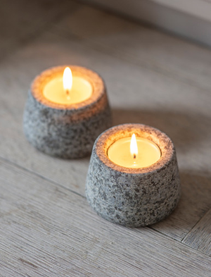 Ramsden Tealight Holders - Granite, Natural, Set of 2