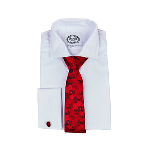 RED FLORAL FOLIAGE PRINT NECK TIE SET