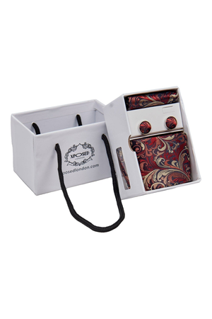 MAROON FLORAL PAISLEY NECK TIE SET