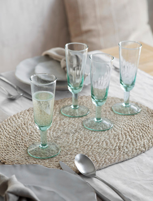 Broadwell Champagne Flutes - Recycled Glass, Clear, Set of 4