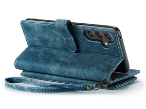 CaseMe Synthetic Leather Wallet Case with Zipper Pocket for Samsung Galaxy S23 FE - Teal