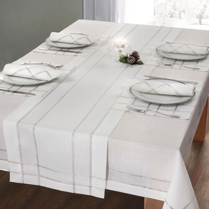 TWINKLE WHITE/SILVER 160x230cm Table Cloth