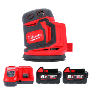 Milwaukee M18BOS125 M18 18V Random Orbital Sander 125mm With 2 x 5.0Ah Batteries & Charger