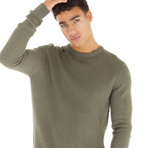 Avant Garde Mens Tanka Crew Neck Jumper Olive