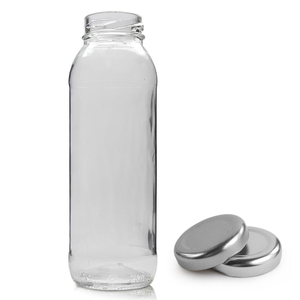 250ml Tall Glass Juice Bottle & Twist Off Cap (Surplus) - Silver