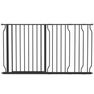 PawHut Extra Wide Dog Safety Gate, with Door Pressure, for Doorways, Hallways, Staircases - Black