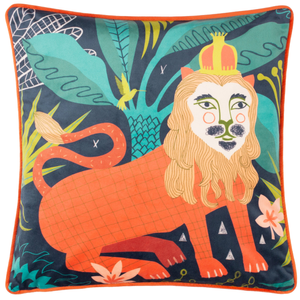 Kate Merritt Lion Illustrated Filled Cushion 43cm x 43cm Multi