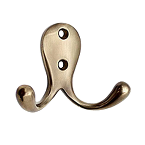 Double Robe Hook  Antique Brass Unlacquered