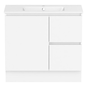 Ascot Floor or Wall Mount Vanity 900mm 2 Drawer RH 1 Door Polar White Gloss [294592]
