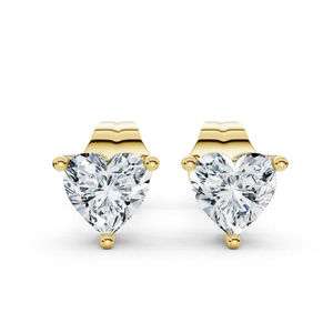 14K Yellow Gold Elliana Push Back Three Prongs Heart Lab Grown Diamond Earrings (1/2 ct. tw)