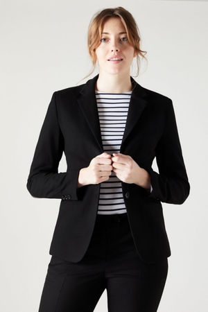 Contemporary Women's Long Two Button Jacket, Black