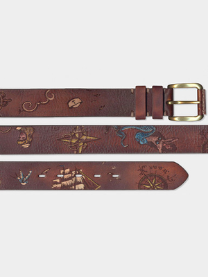Nautical Hand Painted Leather Belt