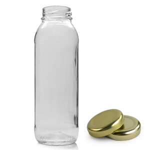 250ml Tall Glass Milk Bottle & Twist Off Cap (Surplus) - Gold