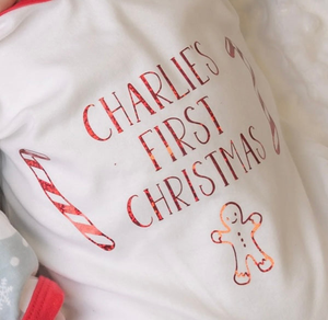 Red Gingerbread Man 'First Christmas 2025' Sleepsuit