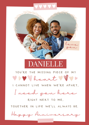 Sweet The Missing Piece Of My Heart Photo Upload Anniversary Card