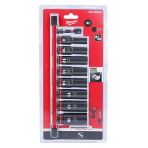 Milwaukee 4932480455 9 Piece 3/8" Deep Impact Socket Rail Set