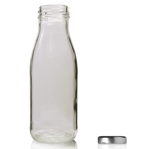250ml Glass Juice Bottle With Lid - Silver
