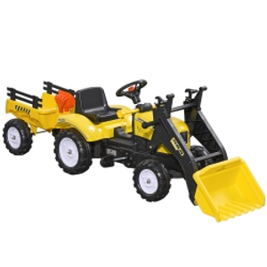 HOMCOM Kids Pedal Go Kart Excavator-Yellow