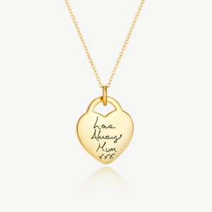 Gold Heart Handwriting Necklace