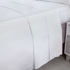 SUPER KING FLAT SHEET 200 Threadcount Cotton White 2D