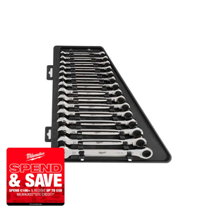Milwaukee 4932464994 MAX BITE™ Ratcheting Combination Spanner Set (15 Pieces)
