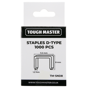 TOUGH MASTER D-Type Staples 1000Pcs Replacement Staples for Heavy Duty Staple Gun Galvanised Steel - 8 Millimeters (TM-SND8)