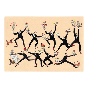 "Waiter Dance" Contemporary Original Whimsical Print by Pauline de Roussy de Sales