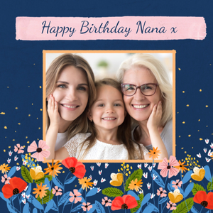 Moonpig Designers Sentimental Hand Painted Watercolour Flowers Nana Photo Upload Birthday Card