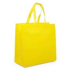 Yellow Nonwoven Hndl Bags - 15-3/4 X 7-1/2 X 15-3/4 - Polypropylene / Cellophane Gusset - 7 1/2'' - Quantity: 100 - Reusable Bags by Paper Mart