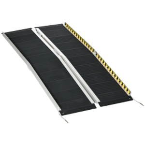 HOMCOM Wheelchair Ramp, 152L x 73Wcm, 272KG Capacity, Folding Aluminium Threshold Ramp with Non-Skid Surface, Transition Plates Above and Below for Home, Steps, Stairs, Curbs, Doorways