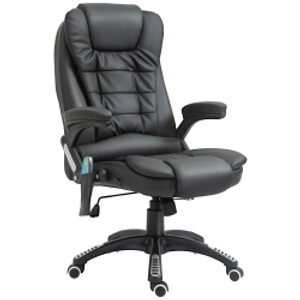 HOMCOM Executive Office Chair with Massage and Heat, High Back PU Leather Massage Office Chair with Adjustable Height, Black