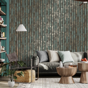 Crown Carbon Oxidize Stripe Teal Metallic Wallpaper - M1750