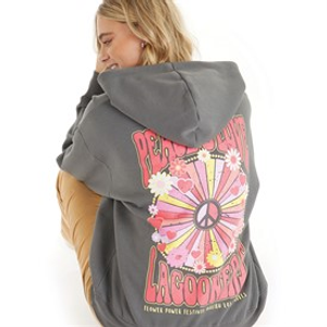 Lagooners Womens Peace And Love Hoodie Charcoal
