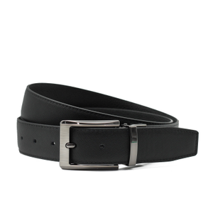 BLACK TEXTURED & GRAIN LEATHER REVERSIBLE BELT