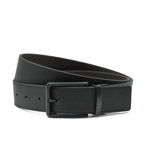 BLACK FULL GRAIN LEATHER REVERSIBLE BELT