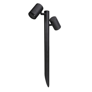 GU10 Raised Twin Head Ground Spike Light Black