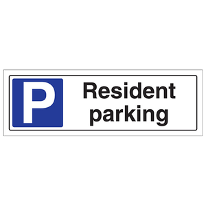 Resident Parking - 300x100mm  - 1mm Rigid Plastic