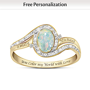 Opal And Diamond Colors Of Our Love Personalized Ring