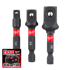 Milwaukee 4932479228 3 Piece 1/4in Hex Square Shockwave Socket Adaptor