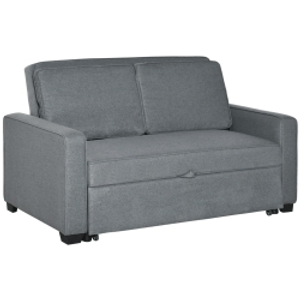 HOMCOM Double Sofa Bed Click Clack Sofa Bed Pull Out Bed with Adjustable Backrest for Living Room and Bedroom Grey