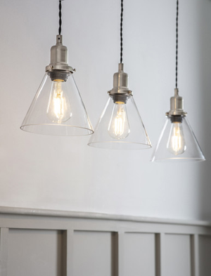 Hoxton Cone Pendant Light Trio Satin Nickel