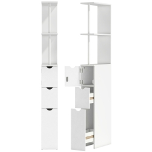 HOMCOM Slim Bathroom Storage Cabinet with Drawers, Tall Bathroom Cupboard with 2-Tier Shelf, White