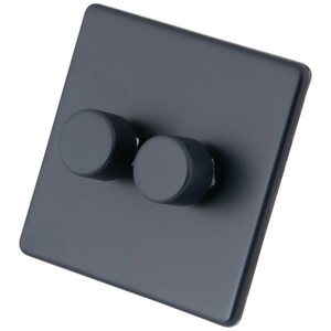 M2 Decorative Screwless 400W 2 Gang Leading Edge LED Dimmer Granite Blue